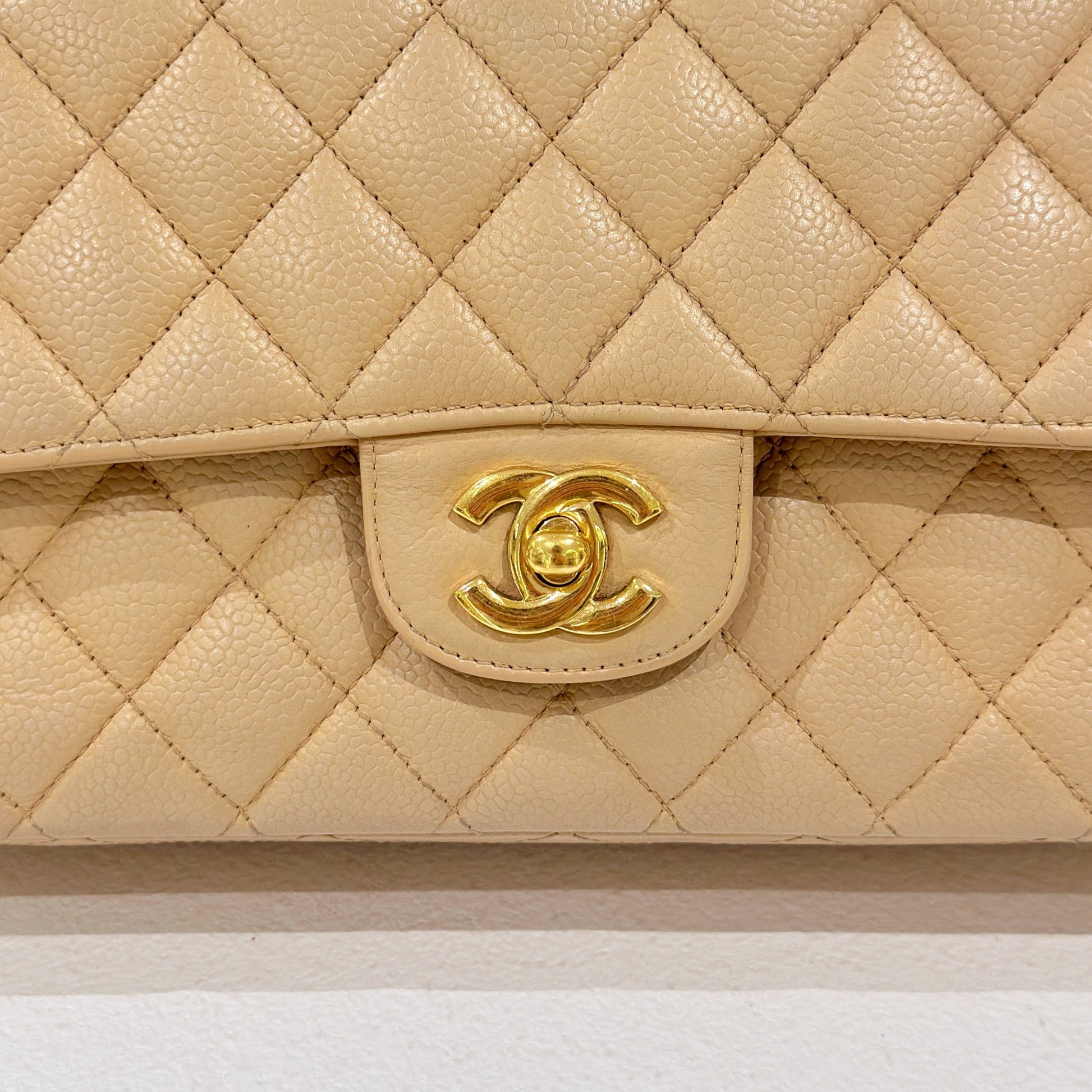 Chanel   beige class flap bag 25cm