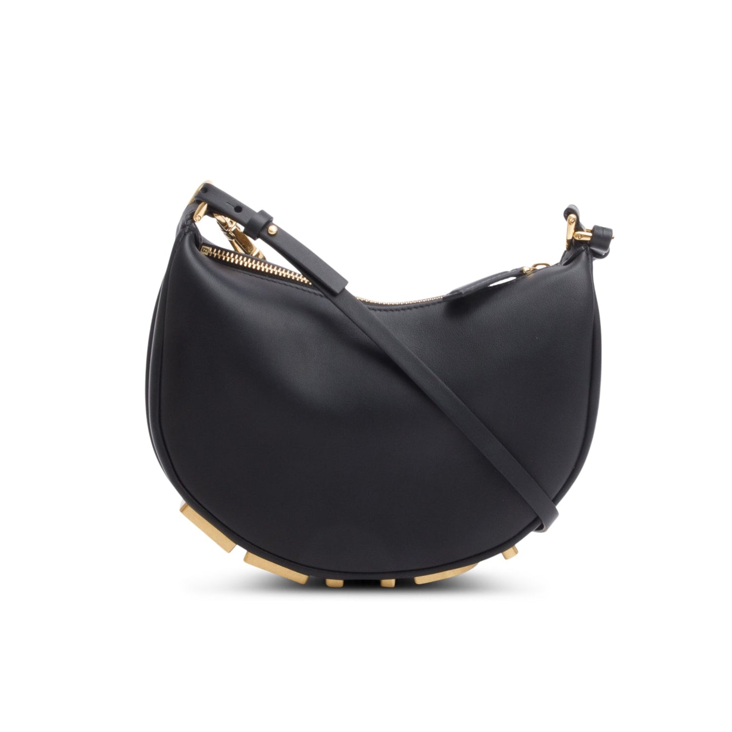 Fendi Vitello Grace graphy Hobo Bag Leather Black Travel Bag