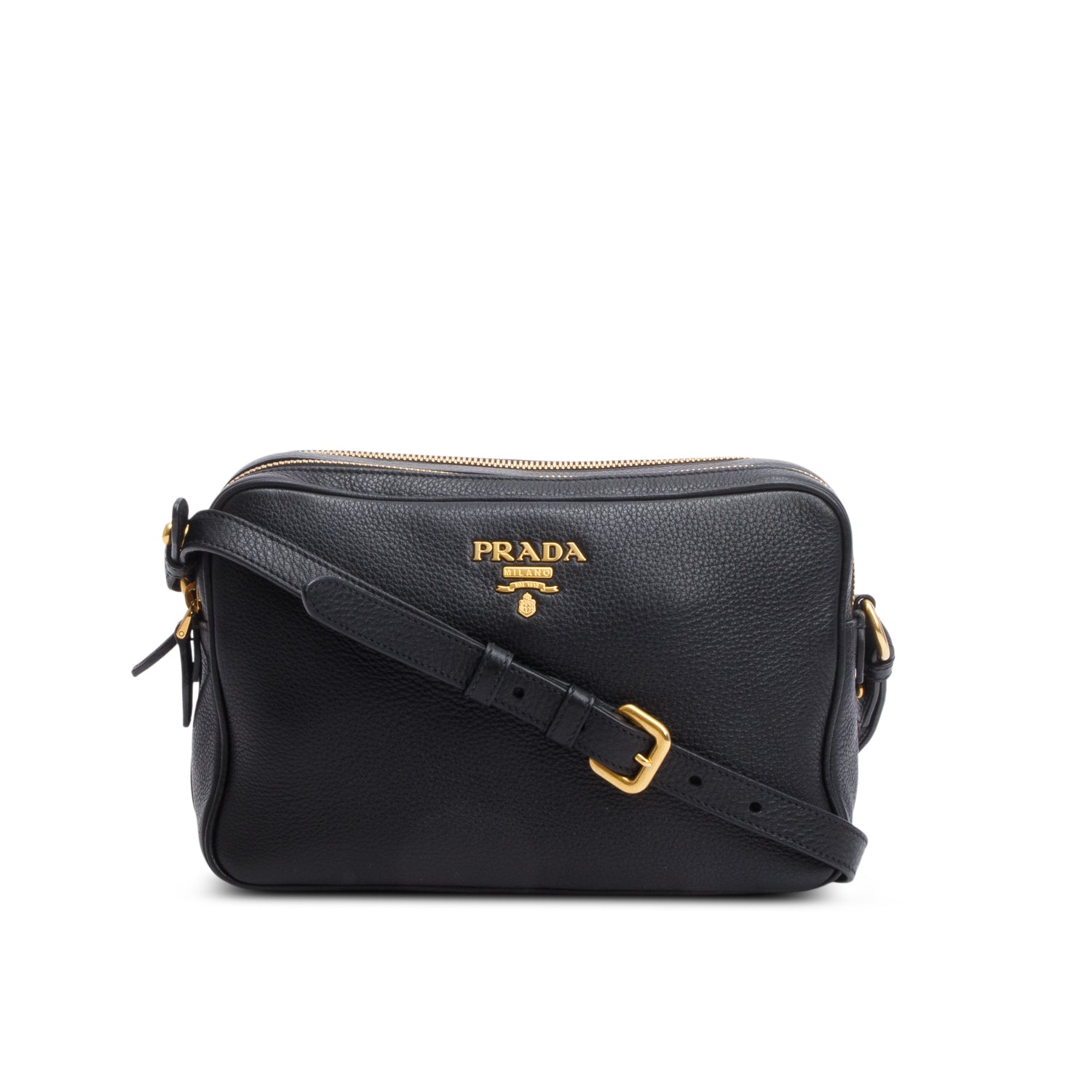Prada Vitello Phenix Camera Bag Leather Black Travel Bag