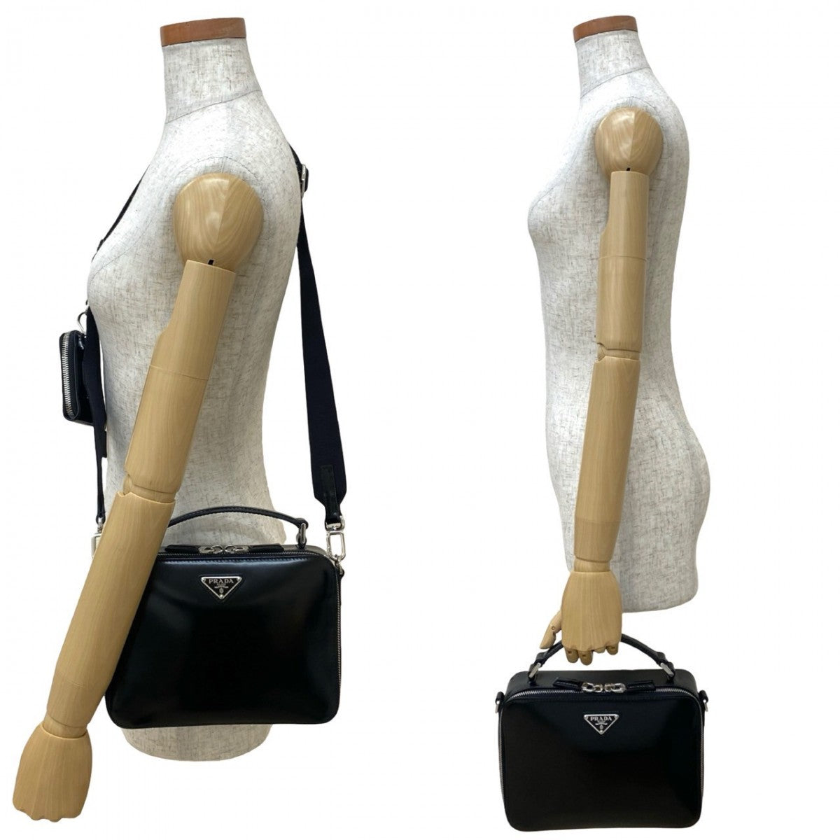 Shoulder Bag Brick Brush Leather Black