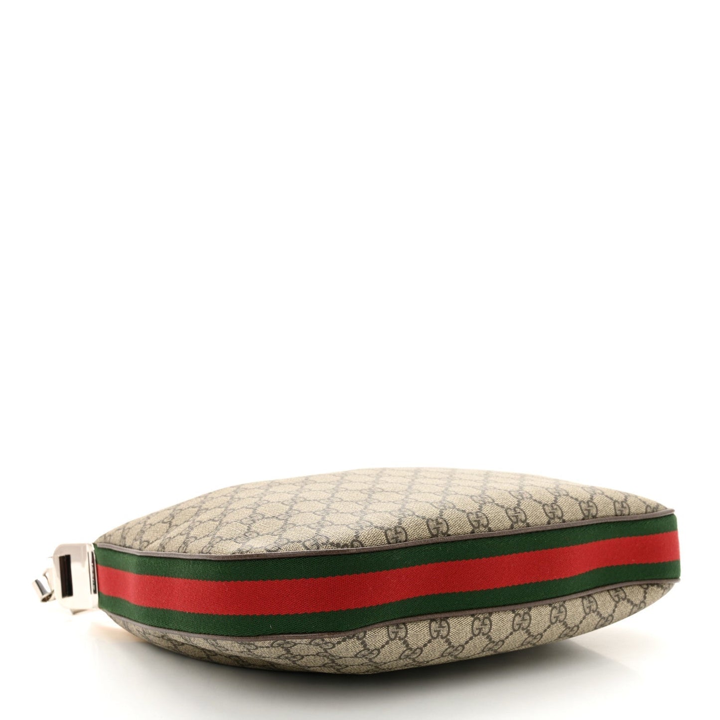 Gucci GG Supreme Monogram Textured Calfskin Web Large Attache Shoulder Bag Beige Ebony New Acero