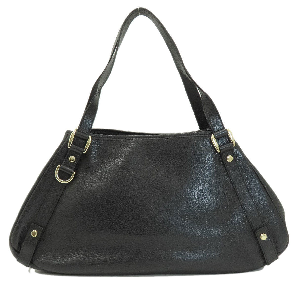 Gucci Leather Black Logo Tote Bag