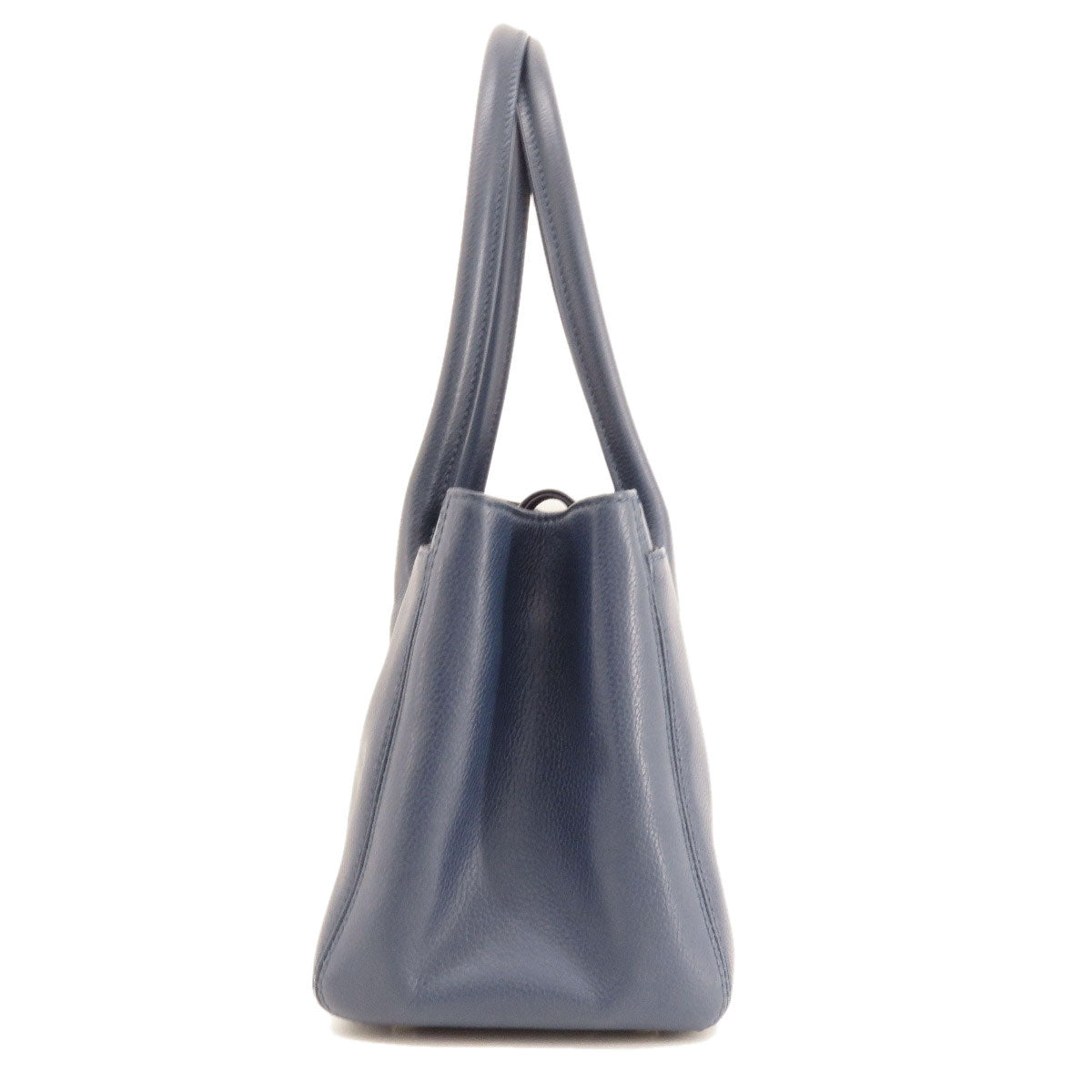 Chanel Calfskin Navy Executive SilverMetal Tote Bag