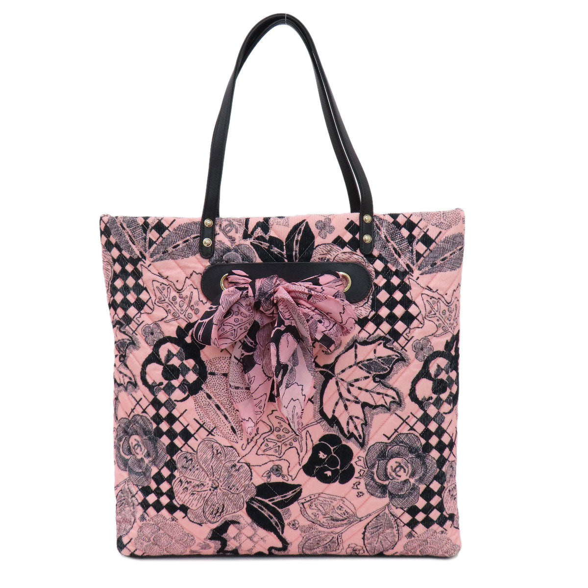 Chanel cotton Camellia ribbon Pink Tote Bag