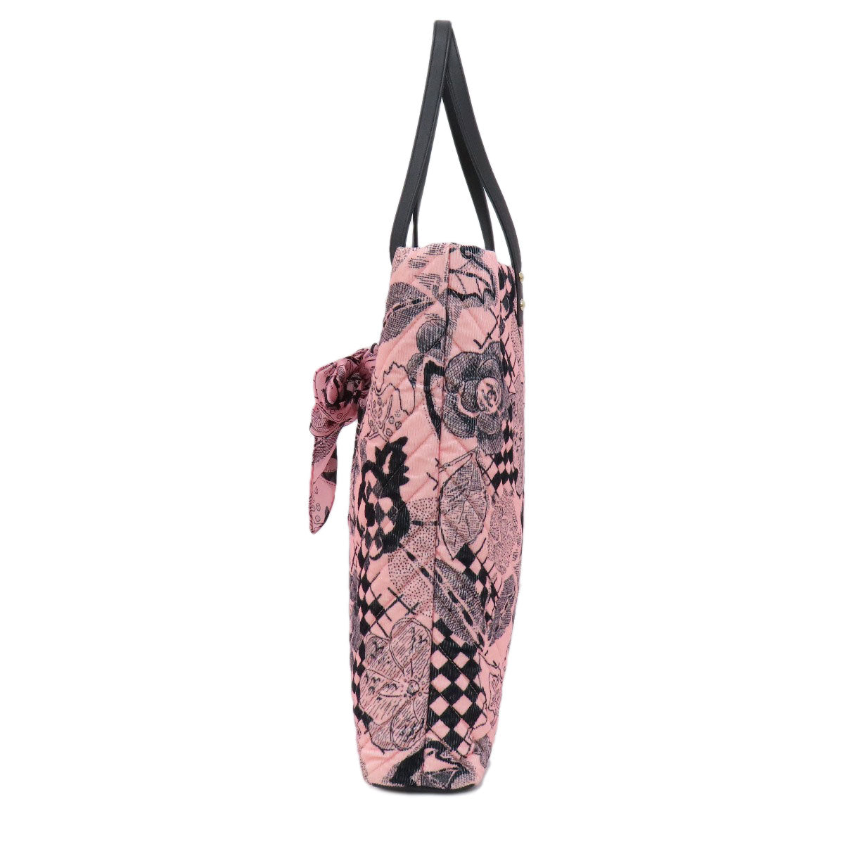 Chanel cotton Camellia ribbon Pink Tote Bag