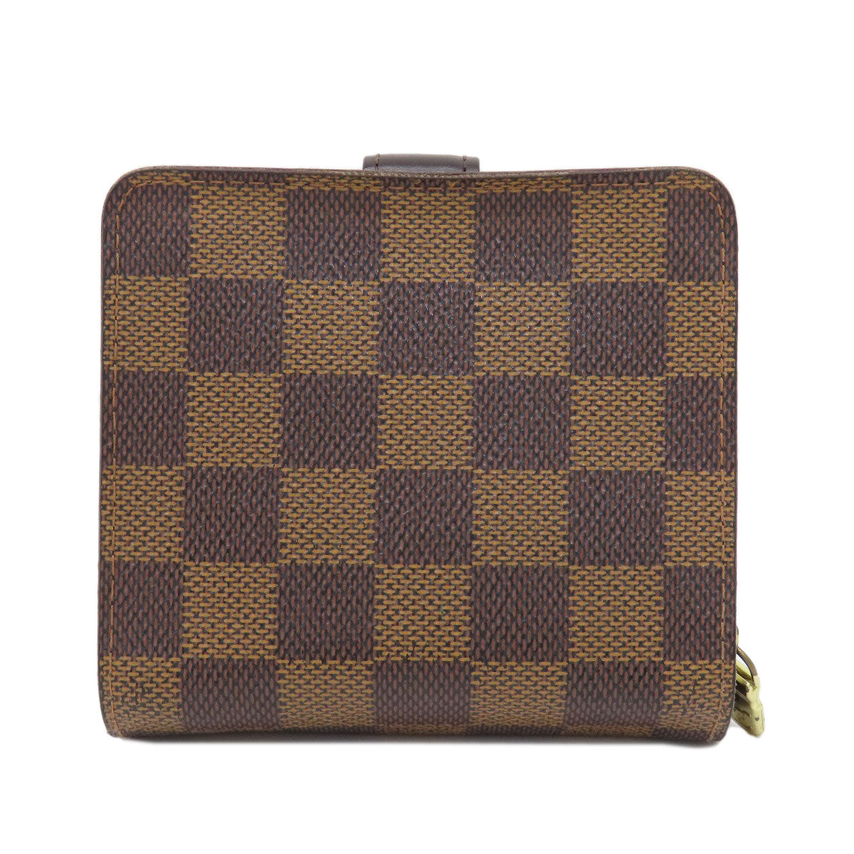 Louis Vuitton Bifold M61668 Damier Compact Zip Canvas Brown Wallet Case 2
