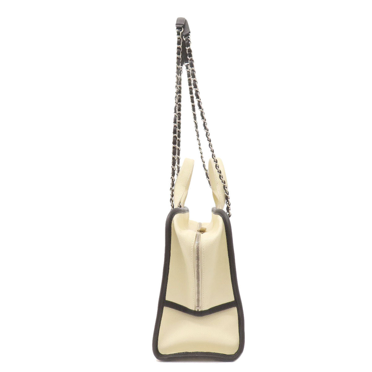 Chanel Grained Calfskin Skin COCO Mark 2WAY White Tote Bag