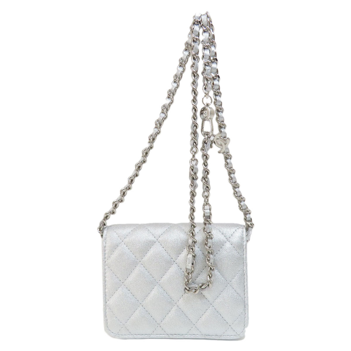 Chanel lambskin ChainShoulder Star Motif Matelasse SilverMetal Shoulder Bag