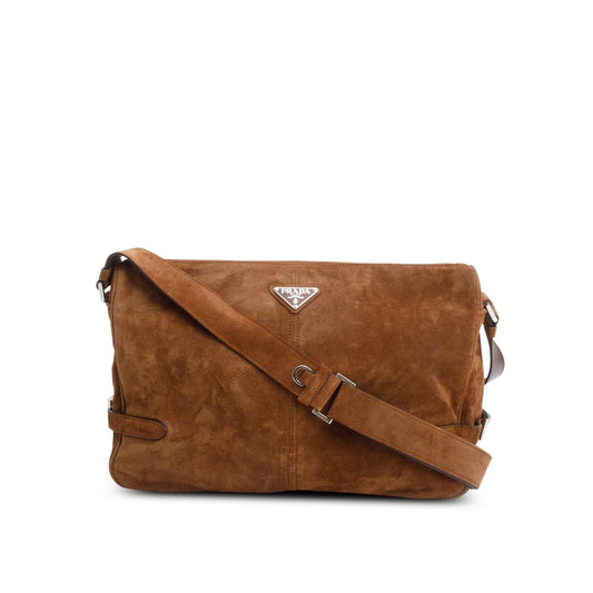 Prada Messenger Bag Suede Brown Travel Bag