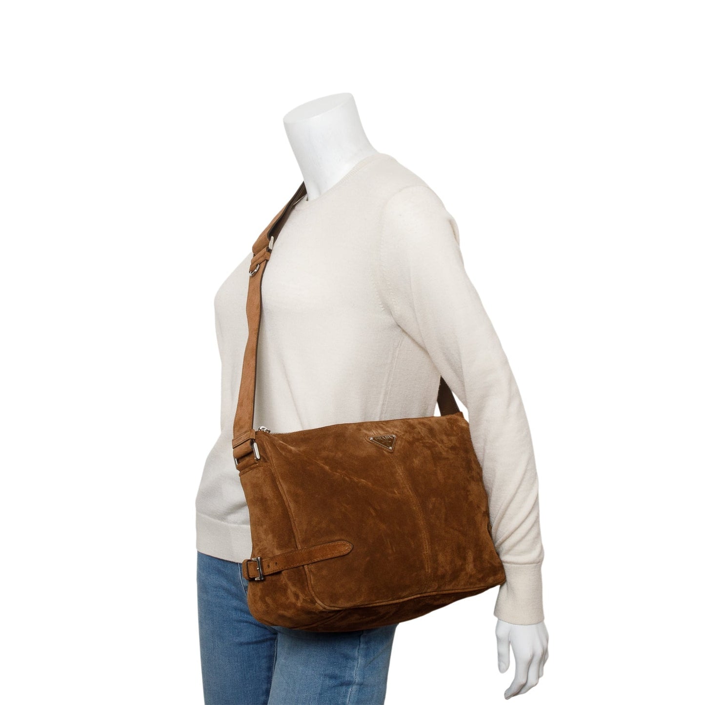 Prada Messenger Bag Suede Brown Travel Bag