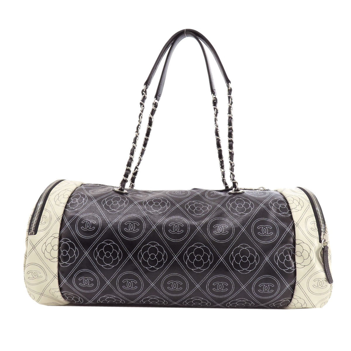 Chanel Boston Duffel Coated COCO Mark Camellia Black Canvas Coated Canvas Apparel