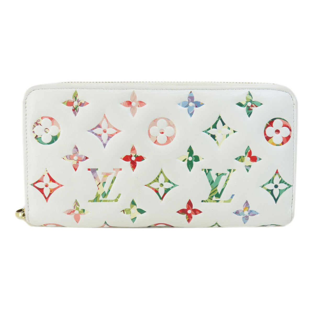 Louis Vuitton Long Purse M81694 Zippy Garden Lambskin White Wallet Case