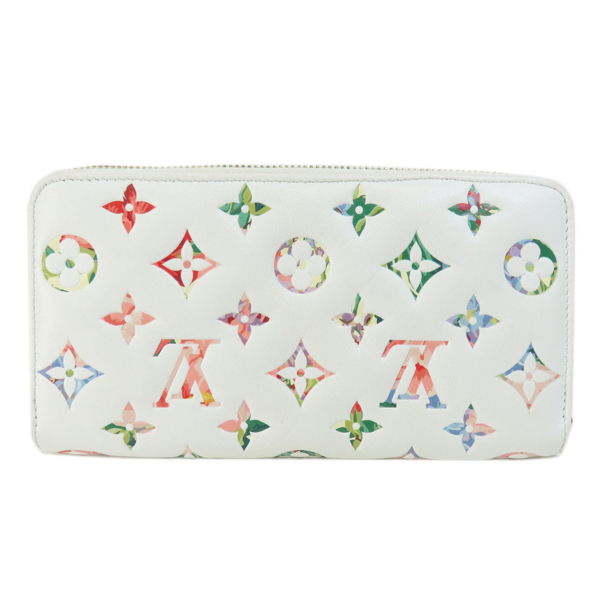 Louis Vuitton Long Purse M81694 Zippy Garden Lambskin White Wallet Case