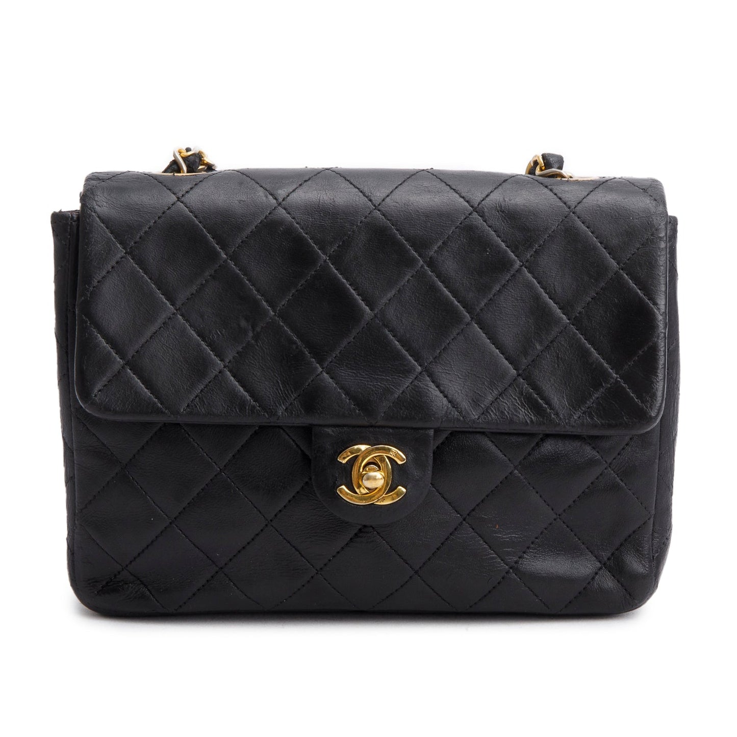 Chanel Quilted Square Flap Lambskin Black Travel Bag