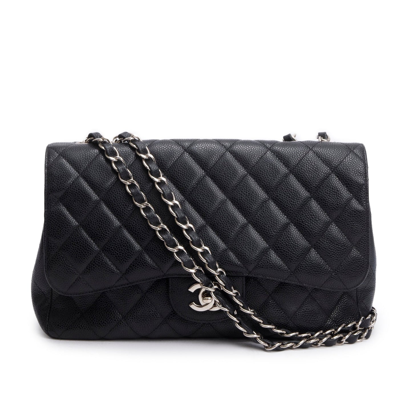 Chanel Caviar Jumbo Single Flap Black Travel Bag