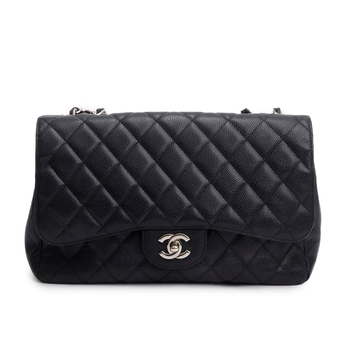 Chanel Caviar Jumbo Single Flap Black Travel Bag