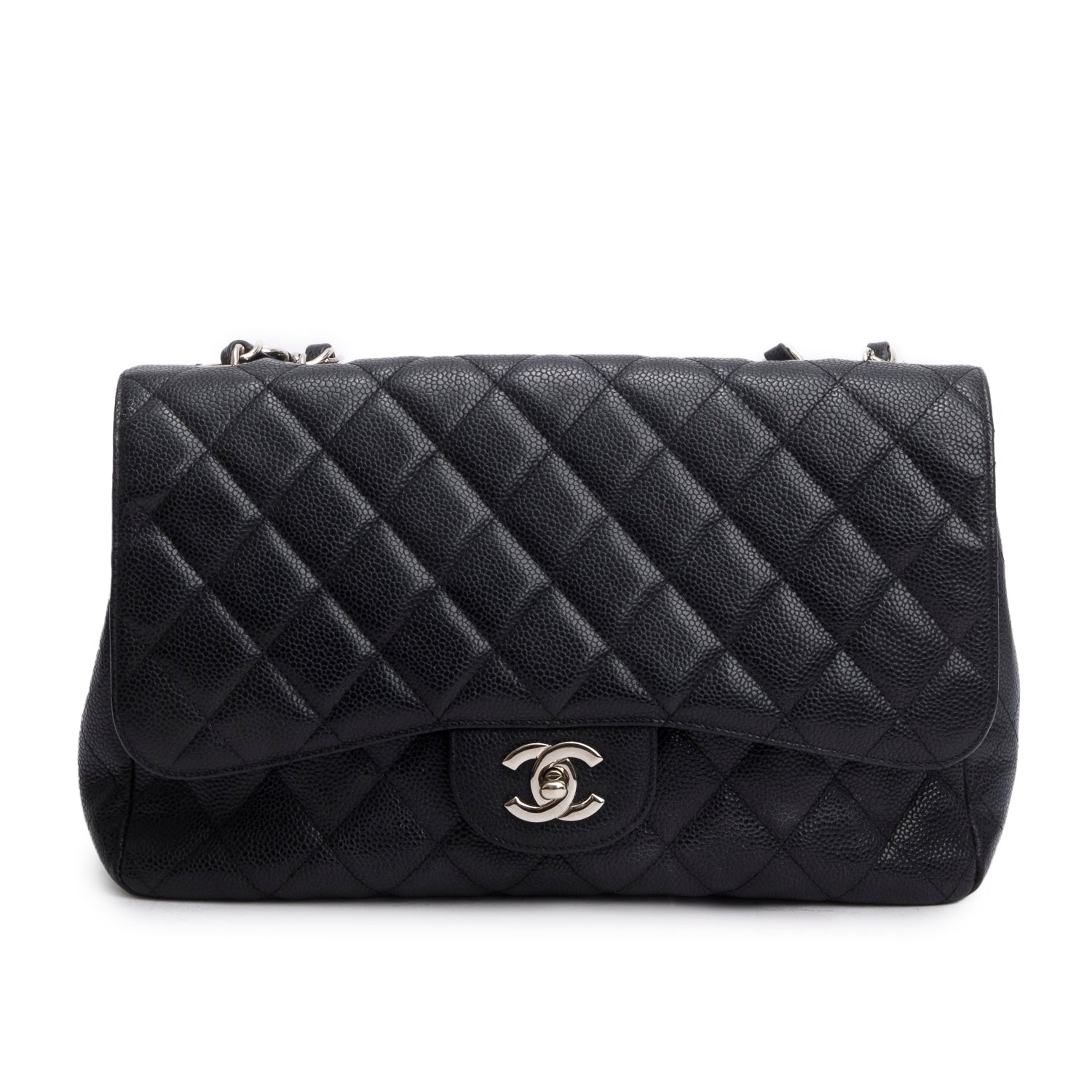 Chanel Caviar Jumbo Single Flap Black Travel Bag