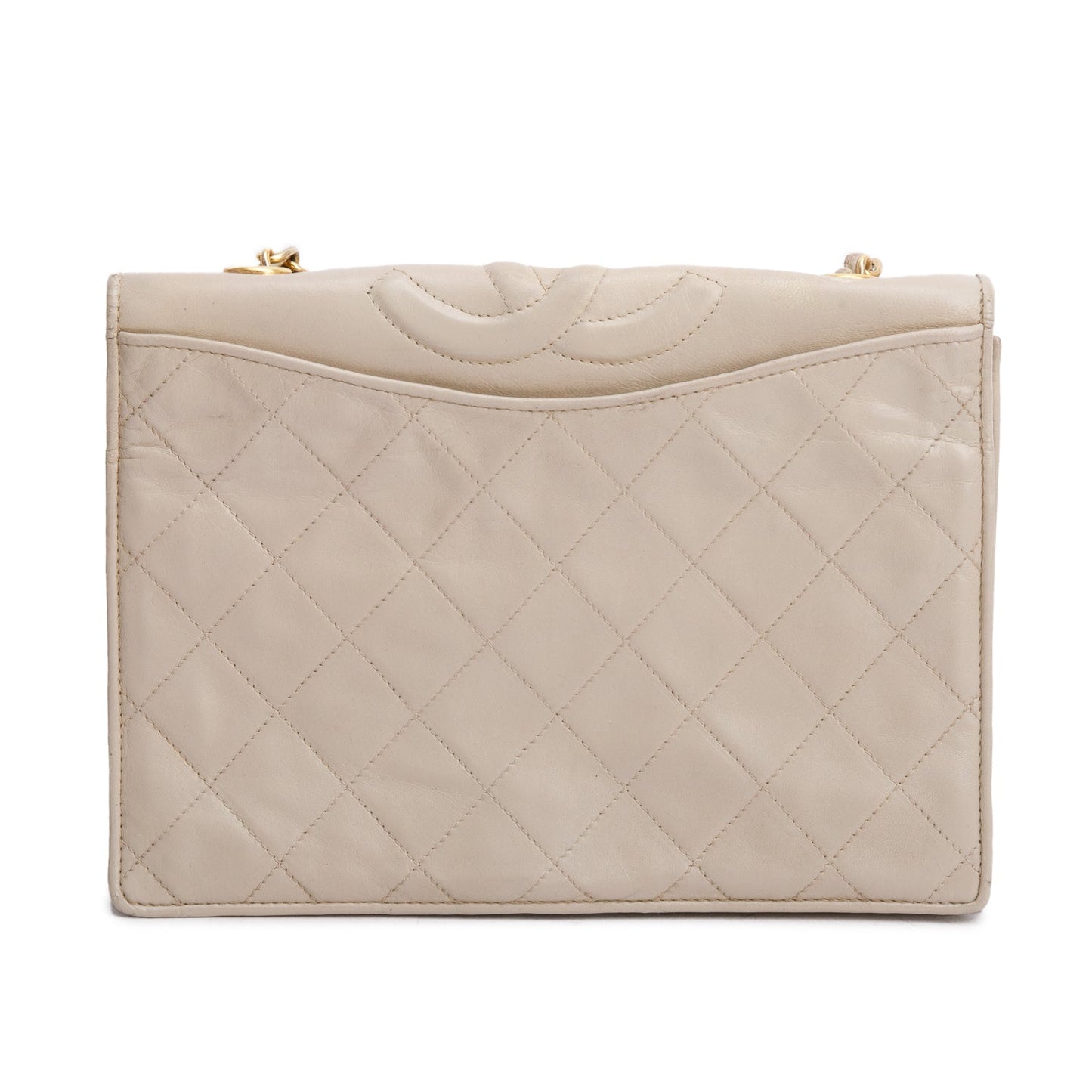 Chanel Cream Quilted CC Matelasse Lambskin Travel Bag