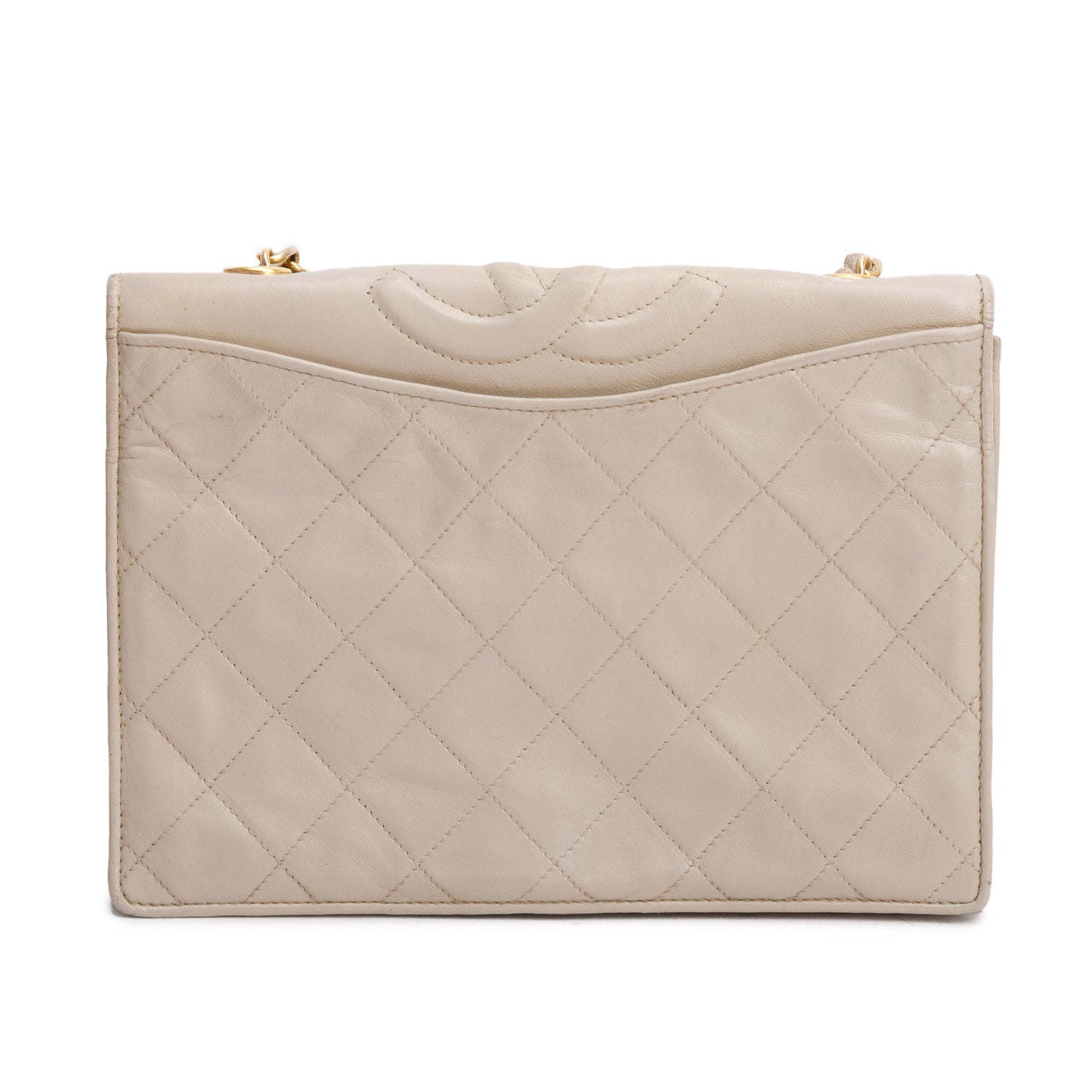 Chanel Cream Quilted CC Matelasse Lambskin Travel Bag
