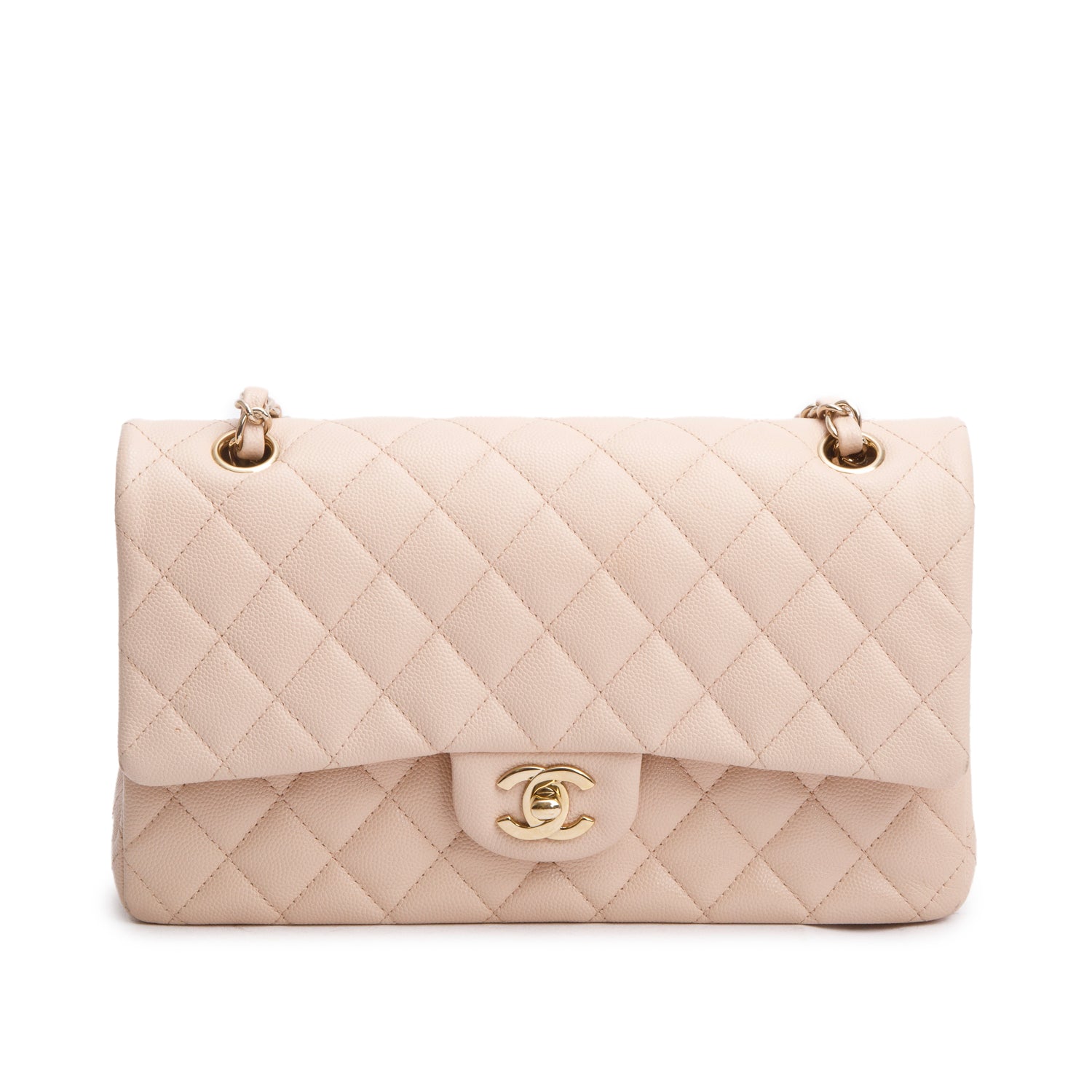 Chanel Caviar Classic Double Flap Leather Beige Travel Bag Double Flap