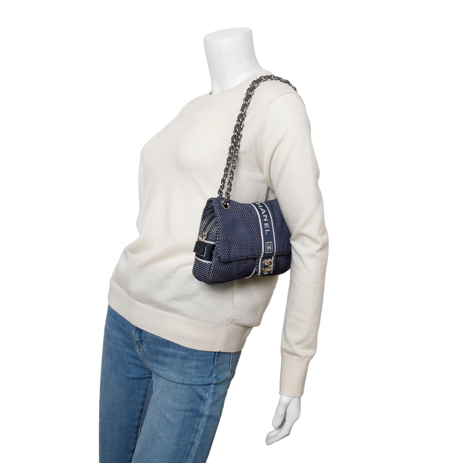 Chanel Nylon Sport Ligne Flap Blue Travel Bag