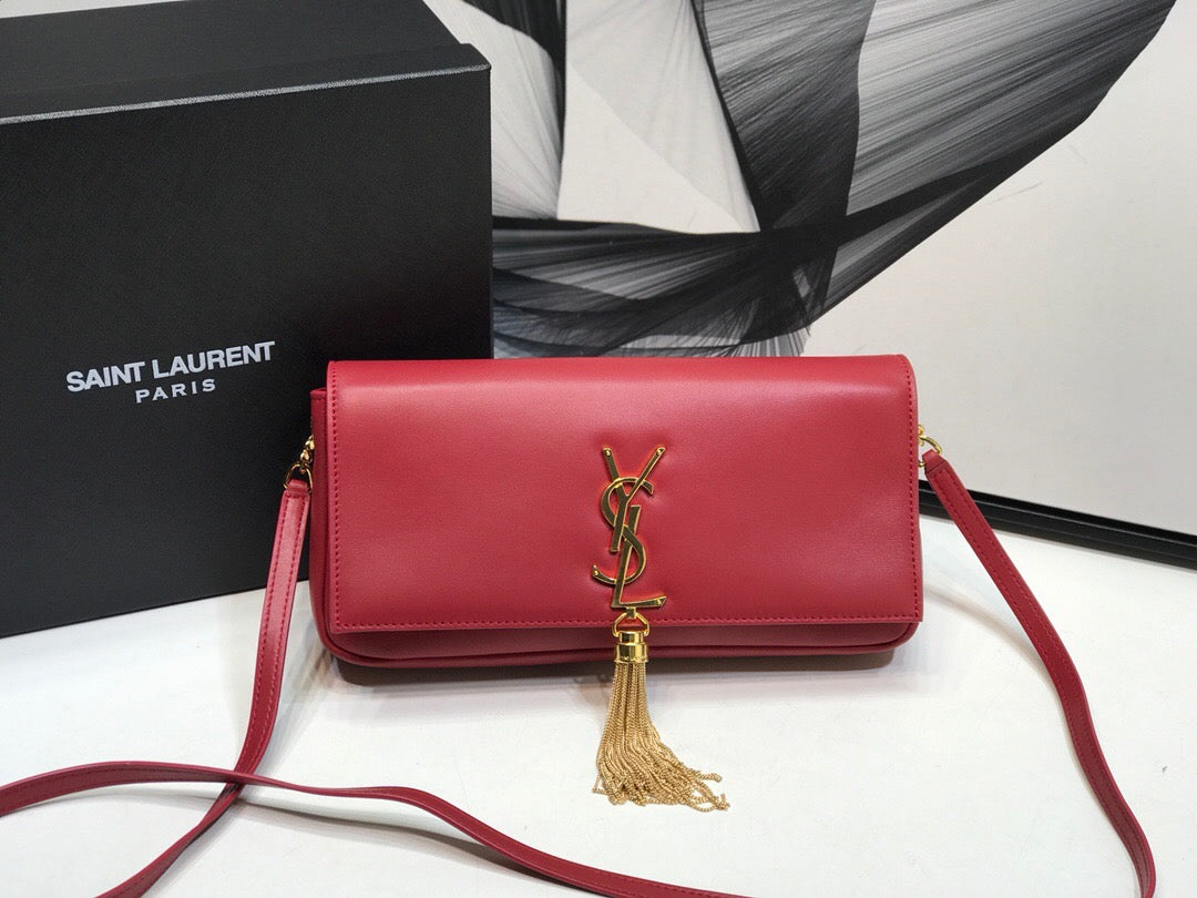 YSL Saint Laurent YSL Top Quality Kate Tassel Shoulder Bag Red Small
