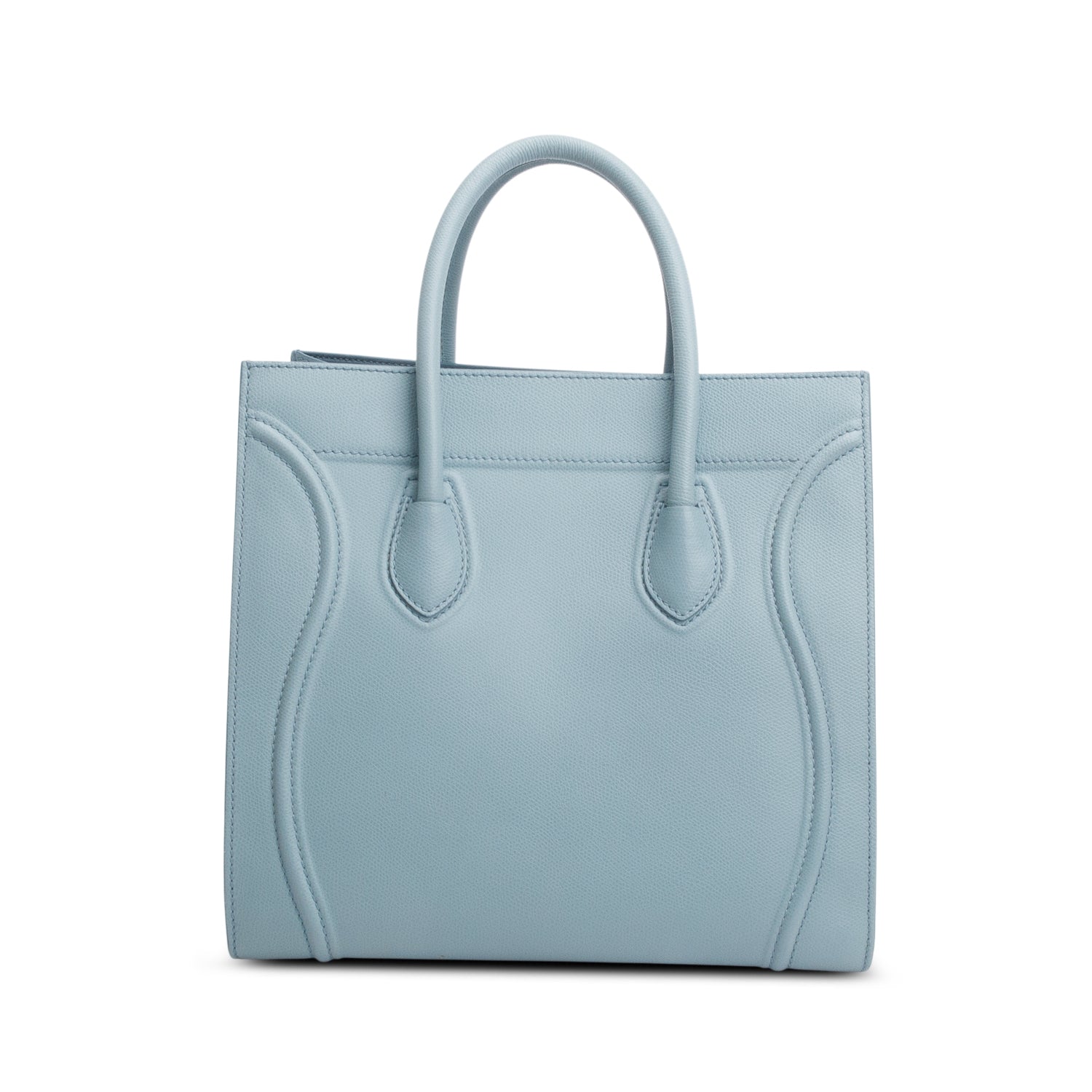 Celine Grained Calfskin Phantom Luggage Handbag Blue Medium Travel Bag