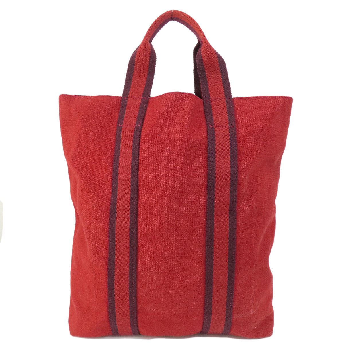 Hermes Handbag Fool Toe Kabas Women Canvas Red Travel Bag