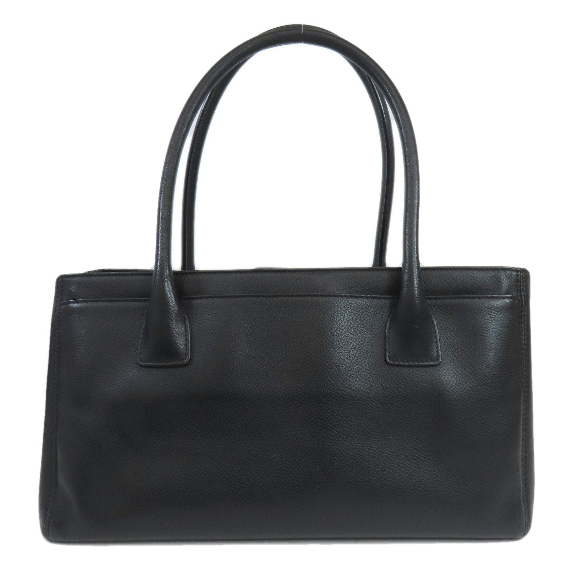 Chanel Calfskin Executive SilverMetal Black Tote Bag