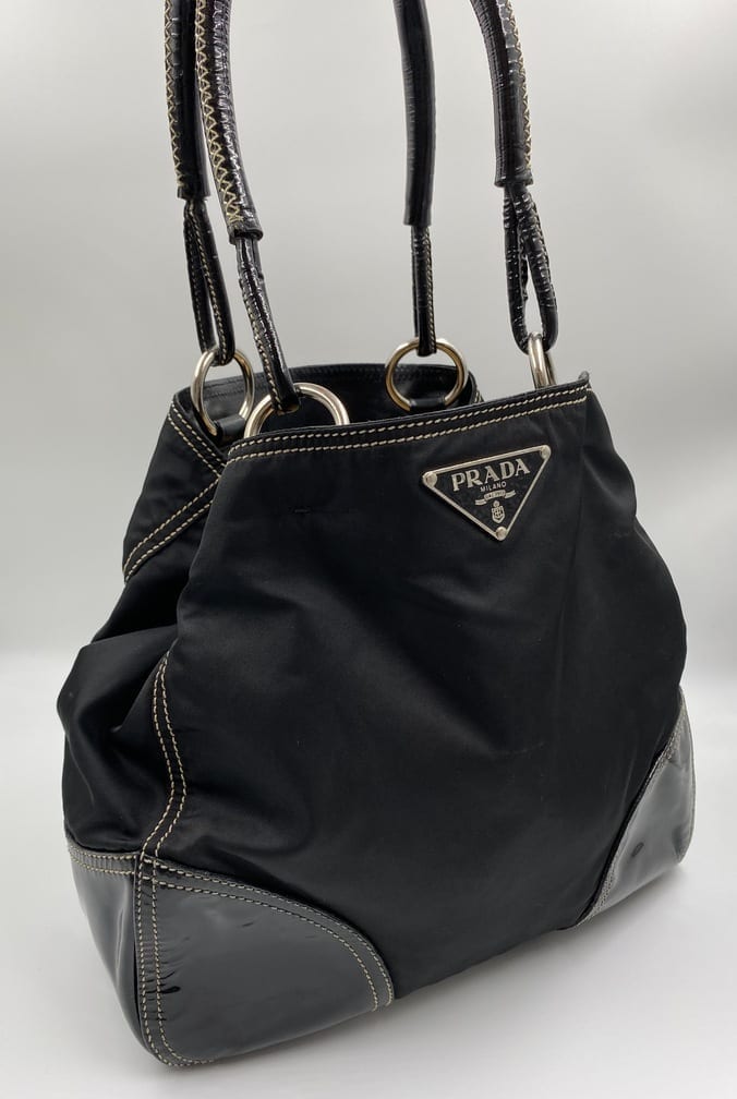Prada And Tote Leather Nylon Tote Bag