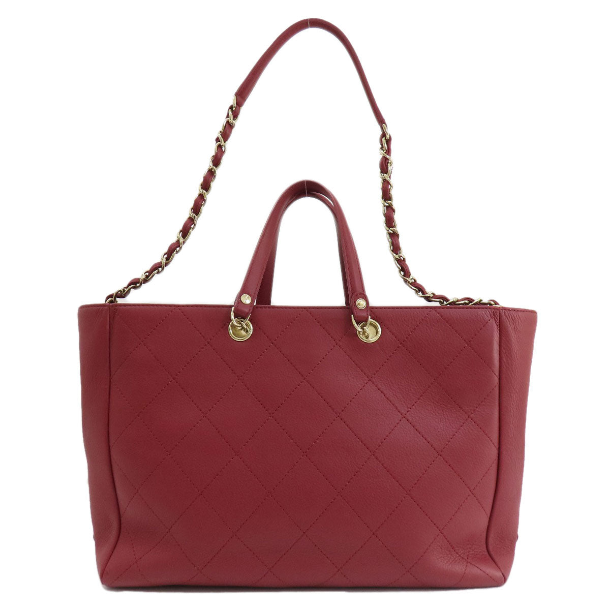 Chanel Calfskin COCO Mark Red Gold Handbag