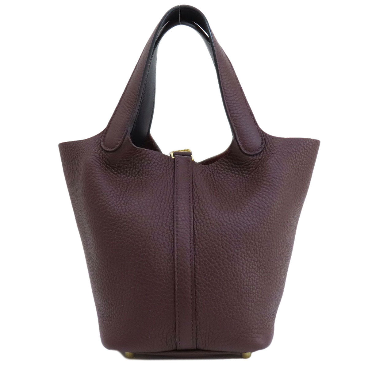 Hermes Handbag Taurillon Clemence Picotin Lock Pm Metal Red Gold Travel Bag