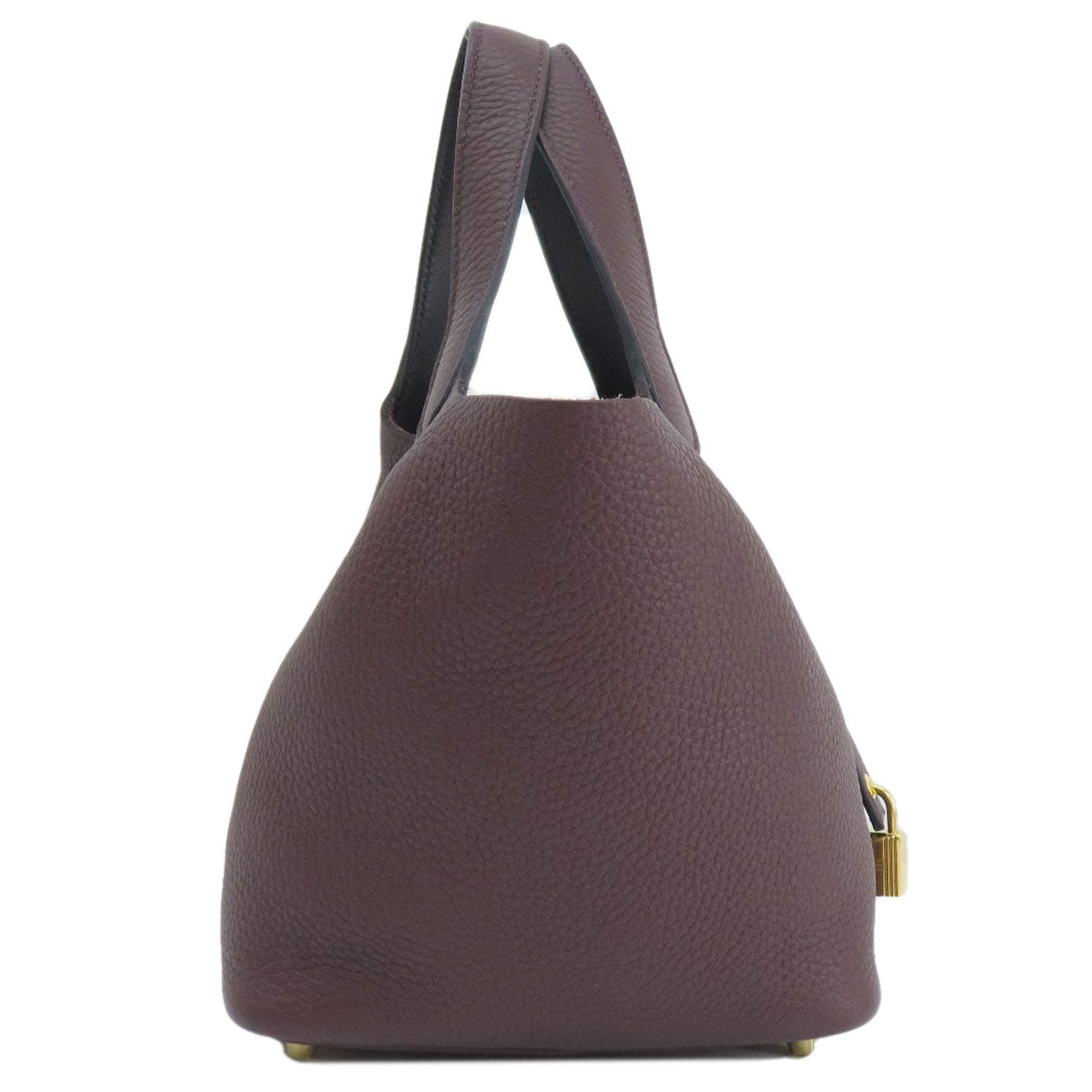 Hermes Handbag Taurillon Clemence Picotin Lock Pm Metal Red Gold Travel Bag