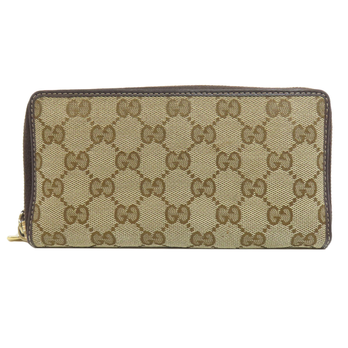 Gucci Long Purse Zip Around GG Canvas Brown Wallet Case