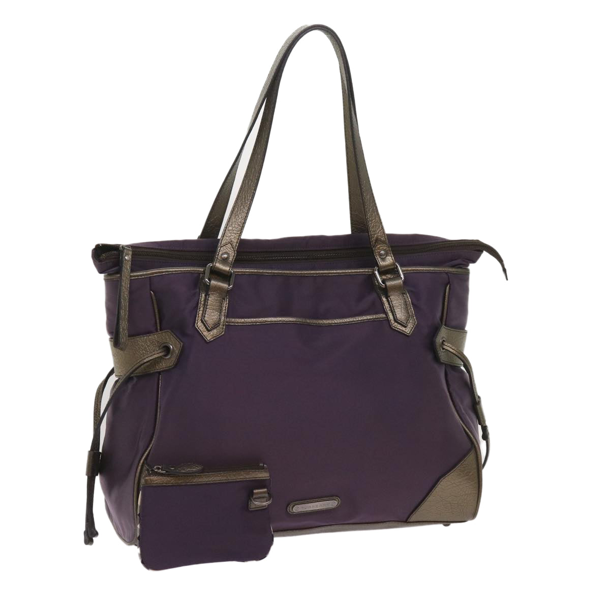 Burberry Luxury Tote Bag Auth Nylon Purple