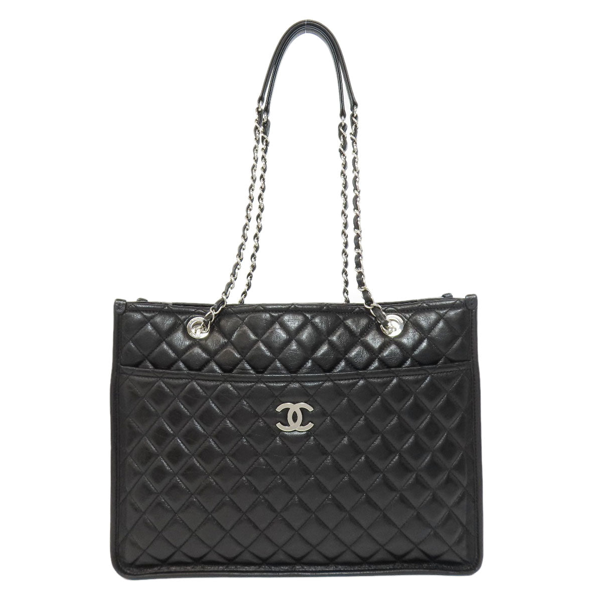 Chanel lambskin Matelasse SilverMetal Black Tote Bag 2