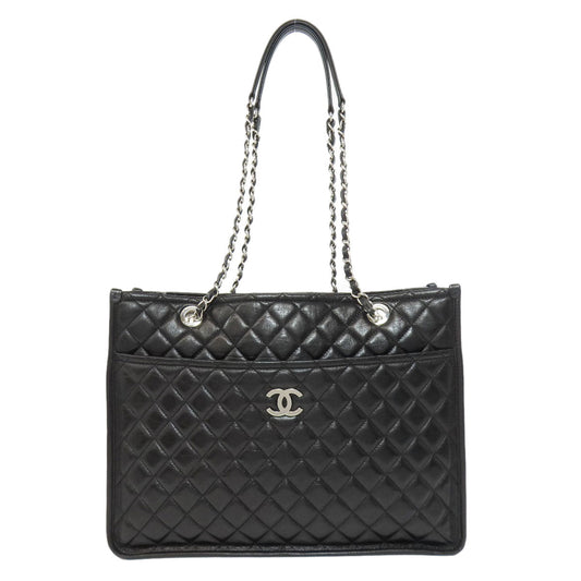 Chanel lambskin Matelasse SilverMetal Black Tote Bag 2