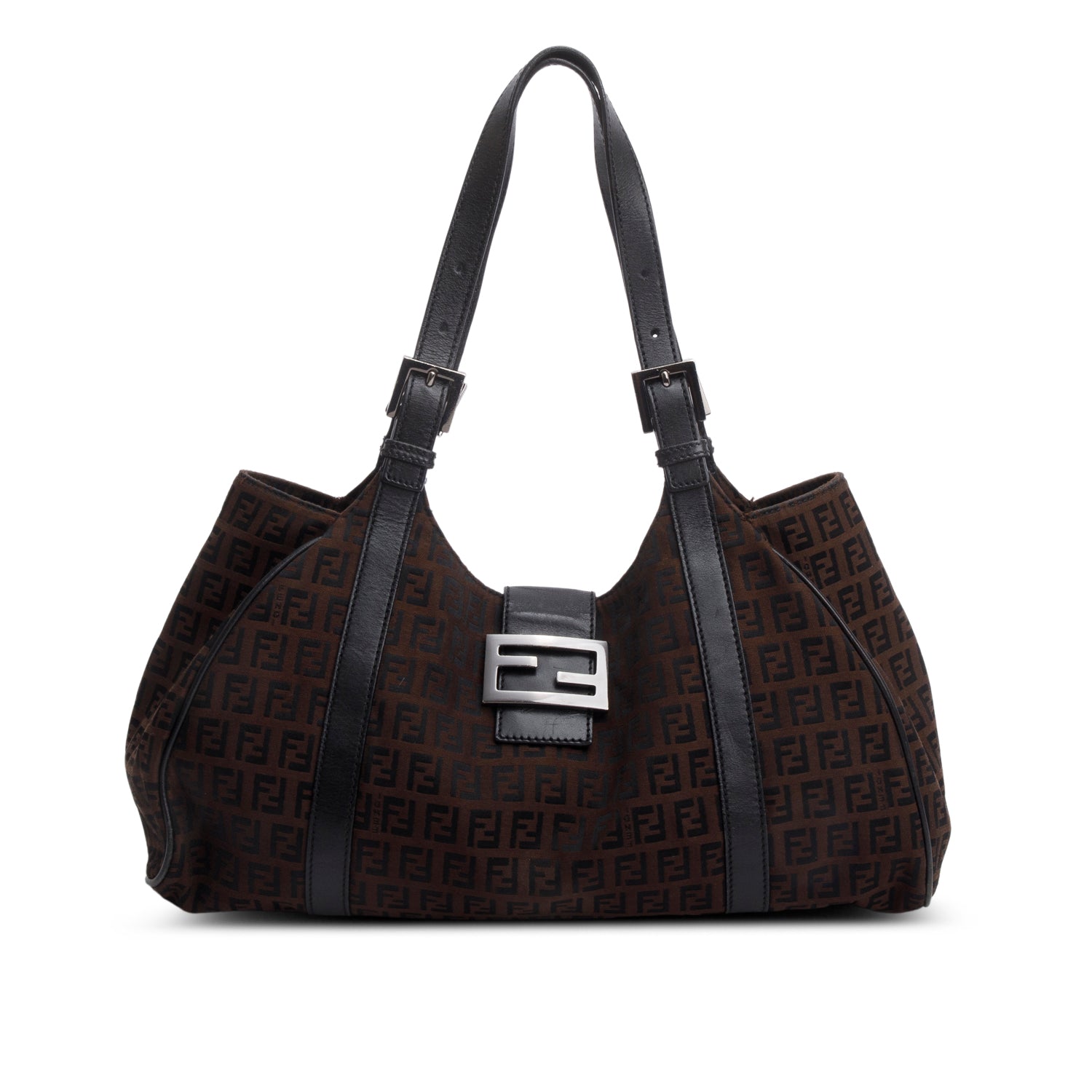 Fendi Zucca Hobo Bag Canvas Brown Travel Bag