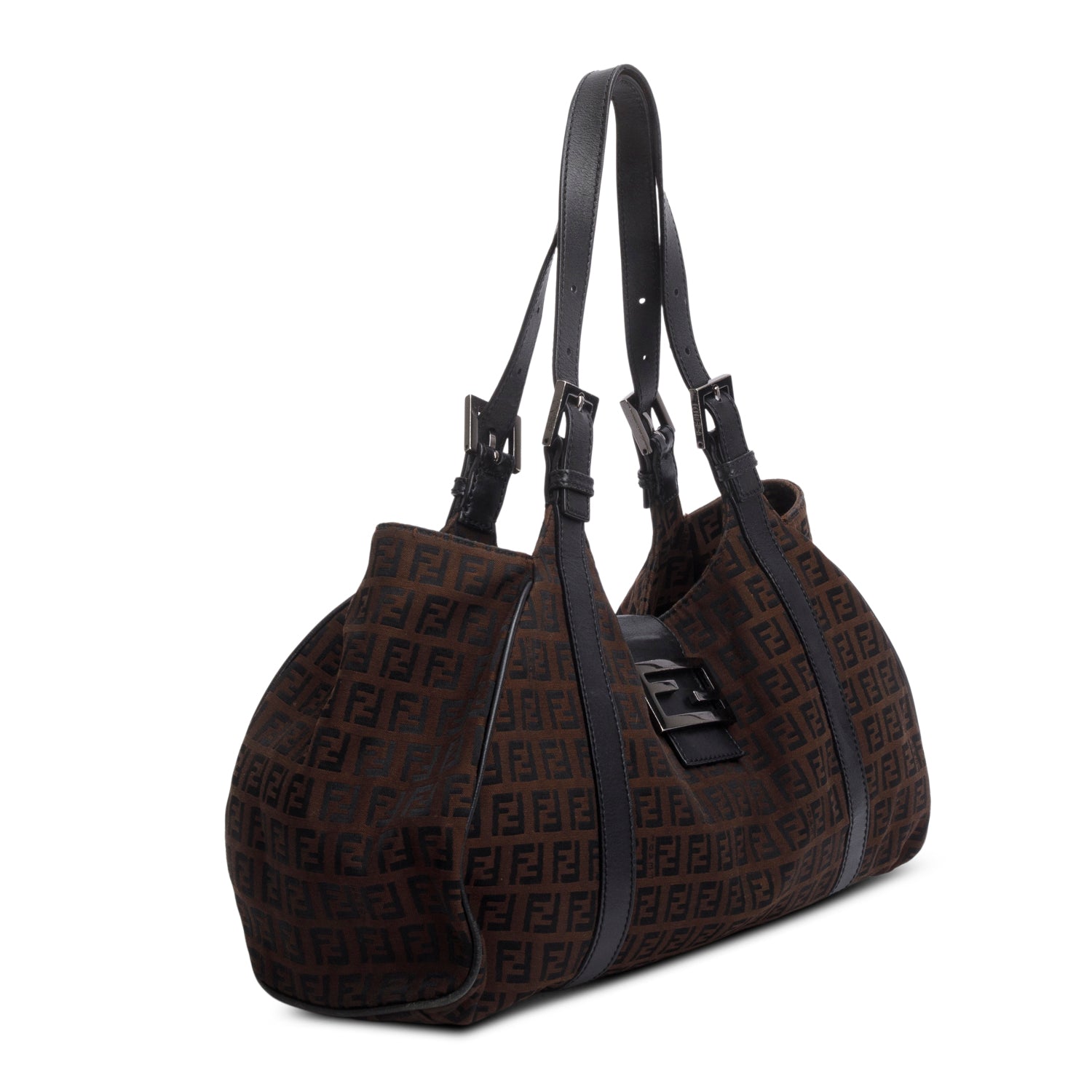 Fendi Zucca Hobo Bag Canvas Brown Travel Bag