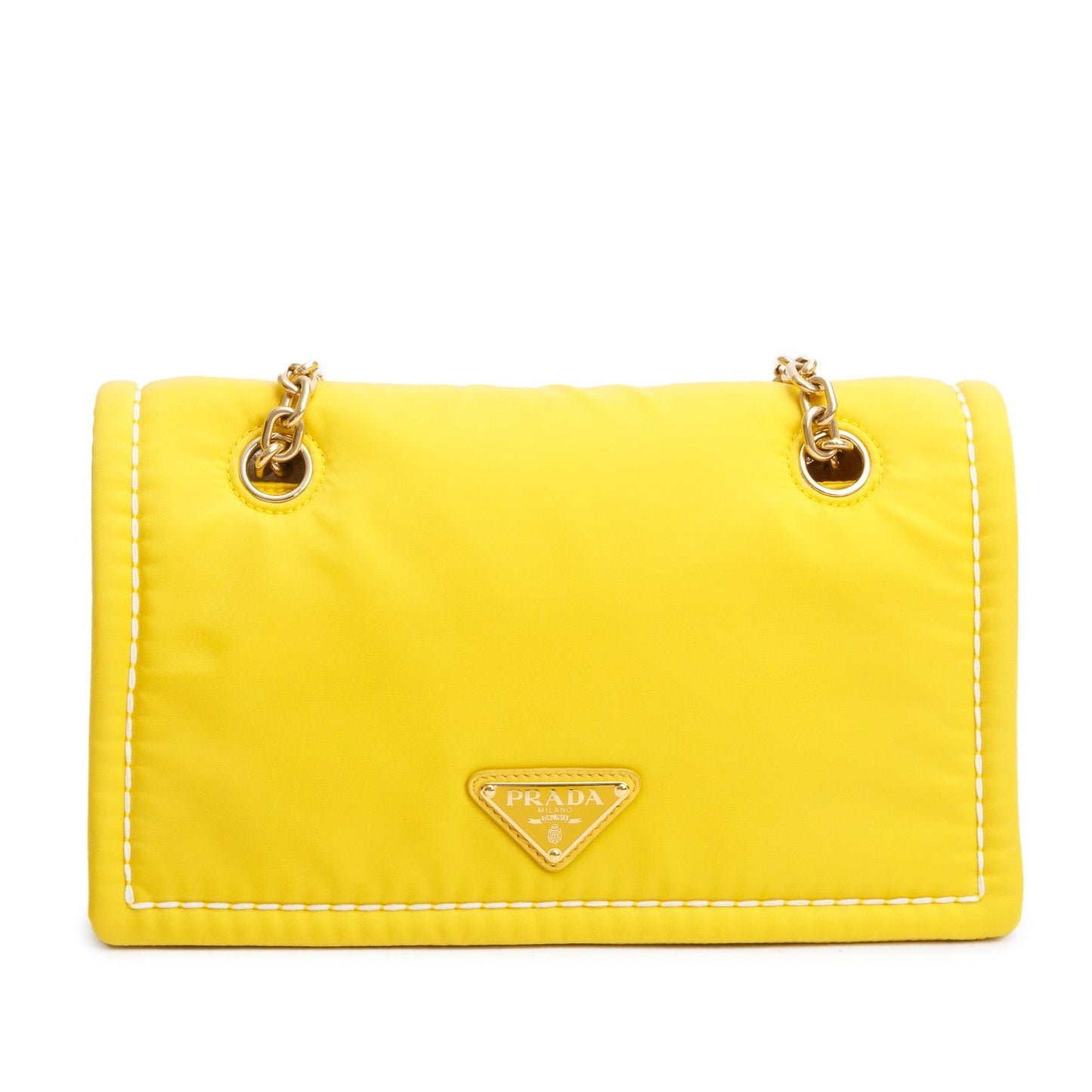 Prada Yellow Tessuto Bag Nylon Chain Travel Bag