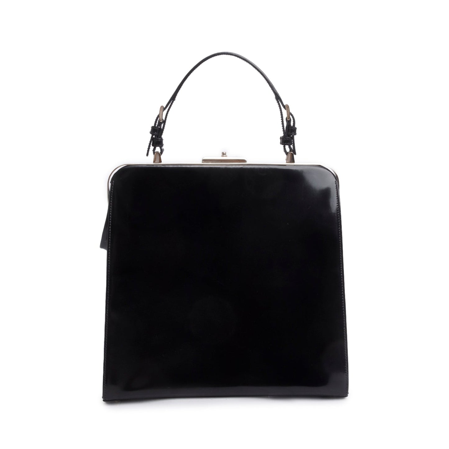 Prada Spazzolato Frame Handle Bag Black Logo Travel Bag
