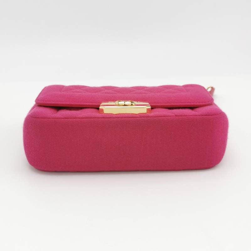 Chanel Chic Me Flap Cotton Cloth Fuchsia Pink Crossbody Bag