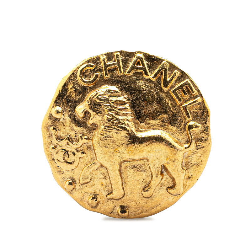 Chanel Gold Plated Lion Logo Brooch Bag
