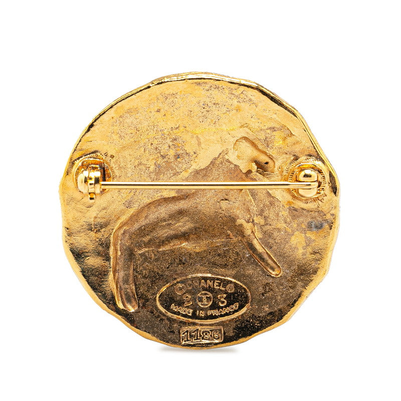 Chanel Gold Plated Lion Logo Brooch Bag