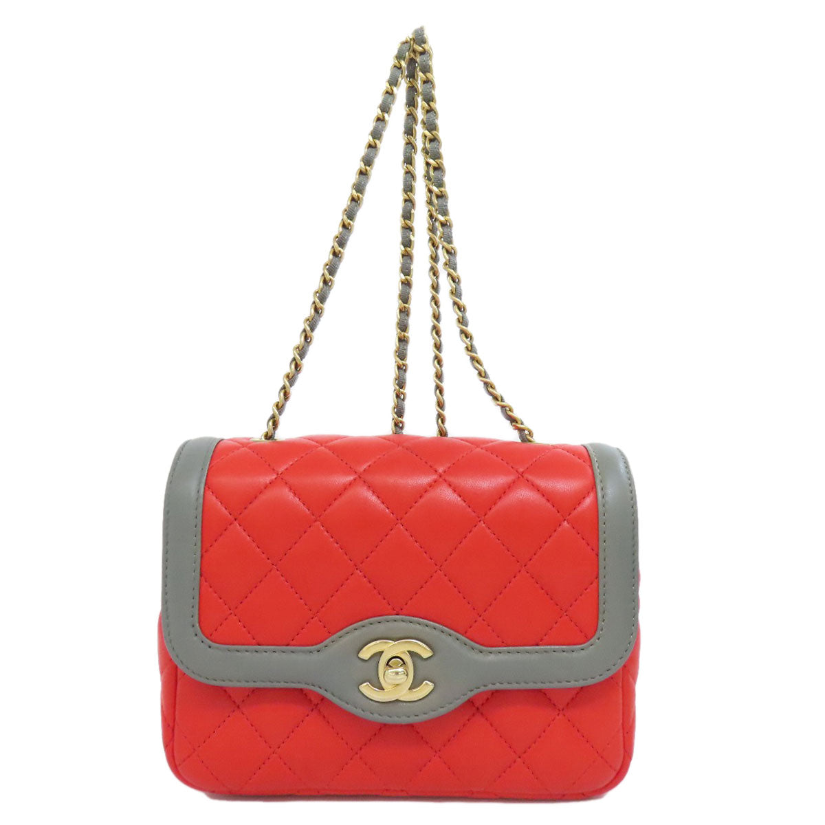 Chanel lambskin ChainShoulder COCO Mark Red Gold Shoulder Bag