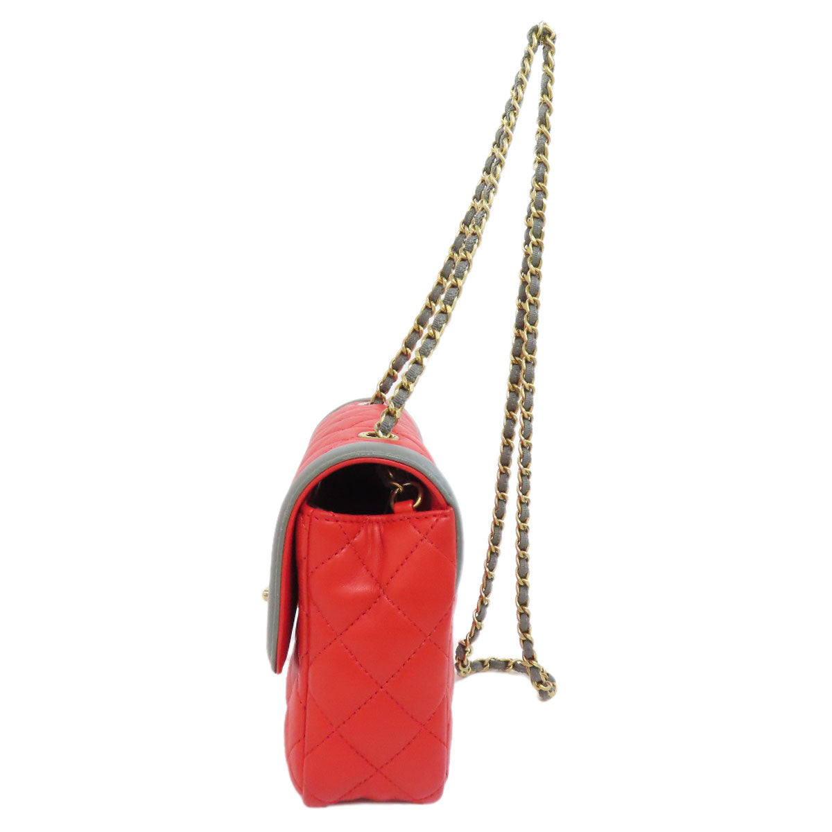 Chanel lambskin ChainShoulder COCO Mark Red Gold Shoulder Bag