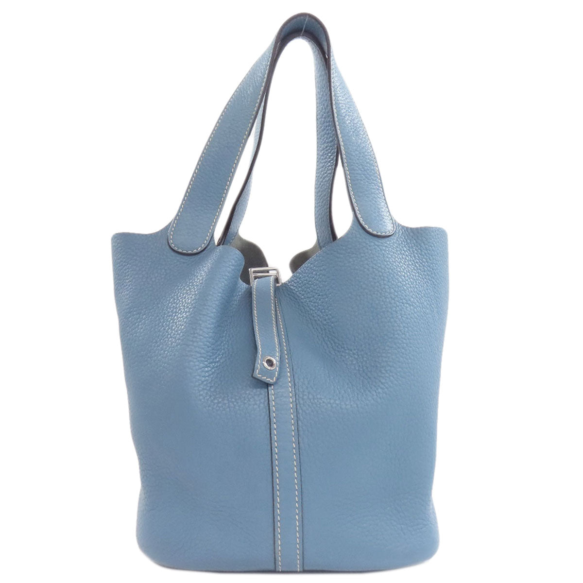 Taurillon Clemence Picotin Lock Mm Silvermetal Women Blue Travel Bag