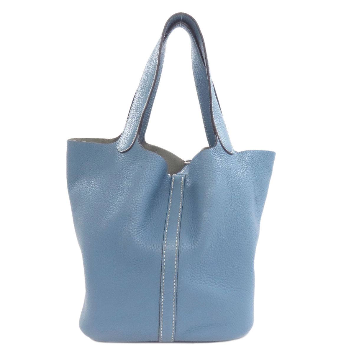 Hermes Handbag Taurillon Clemence Picotin Lock Mm Silvermetal Women Blue Travel Bag