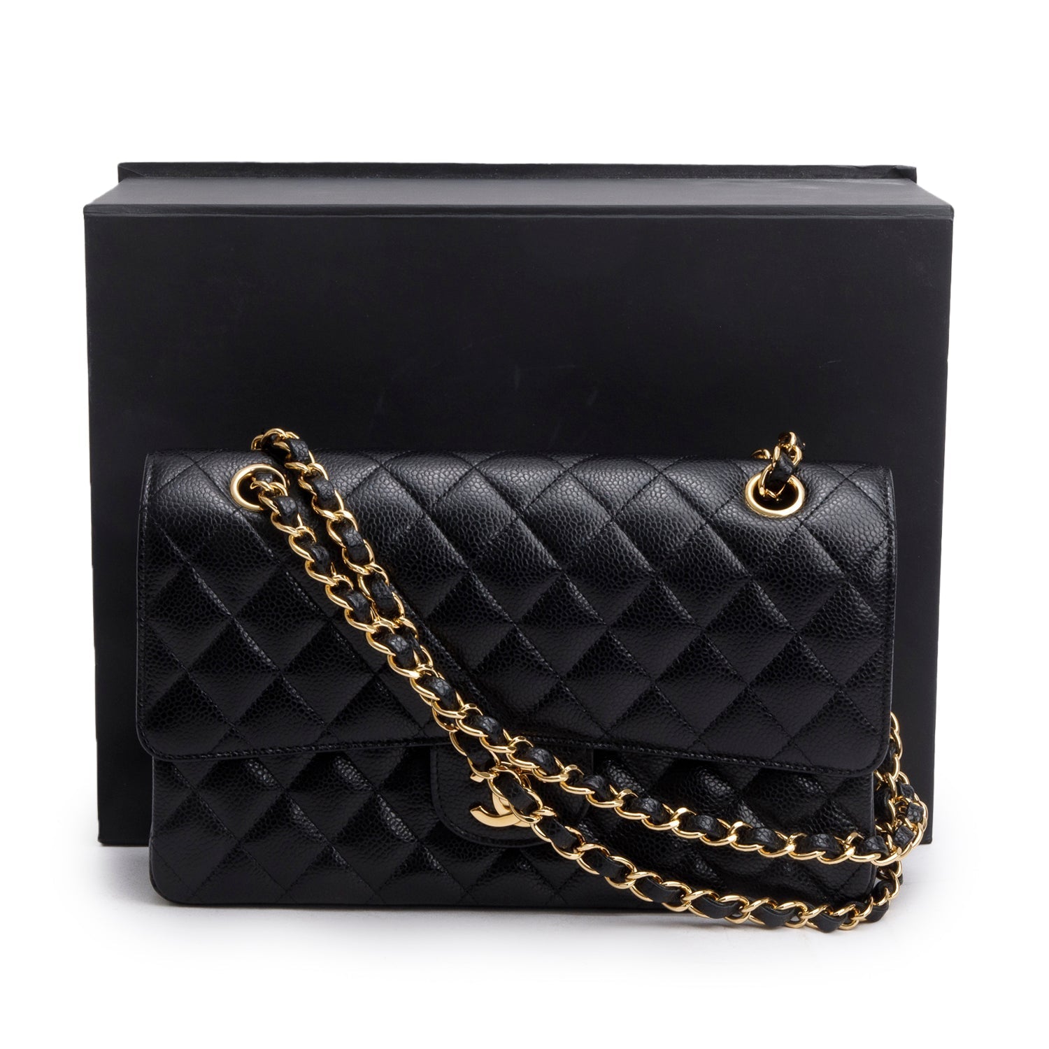 Chanel Quilted Caviar Classic Double Flap Leather Black Travel Bag 10