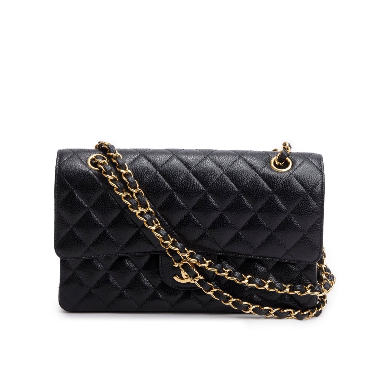 Chanel Quilted Caviar Classic Double Flap Leather Black Travel Bag 10